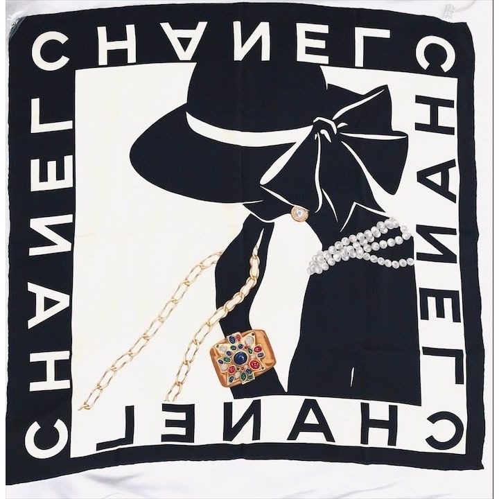 Chanel Mademoiselle Large Scarf Black Silk — view 2