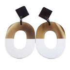 Hermes Earrings Ismu Brown White Buffalo Horn Lacquer Wood Metal