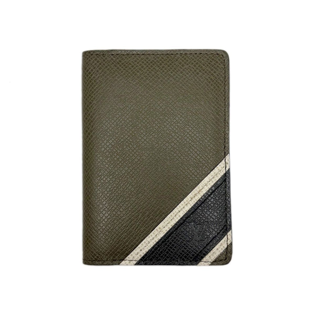 Louis Vuitton Leather Card Case Khaki Taiga Organizer de Poche