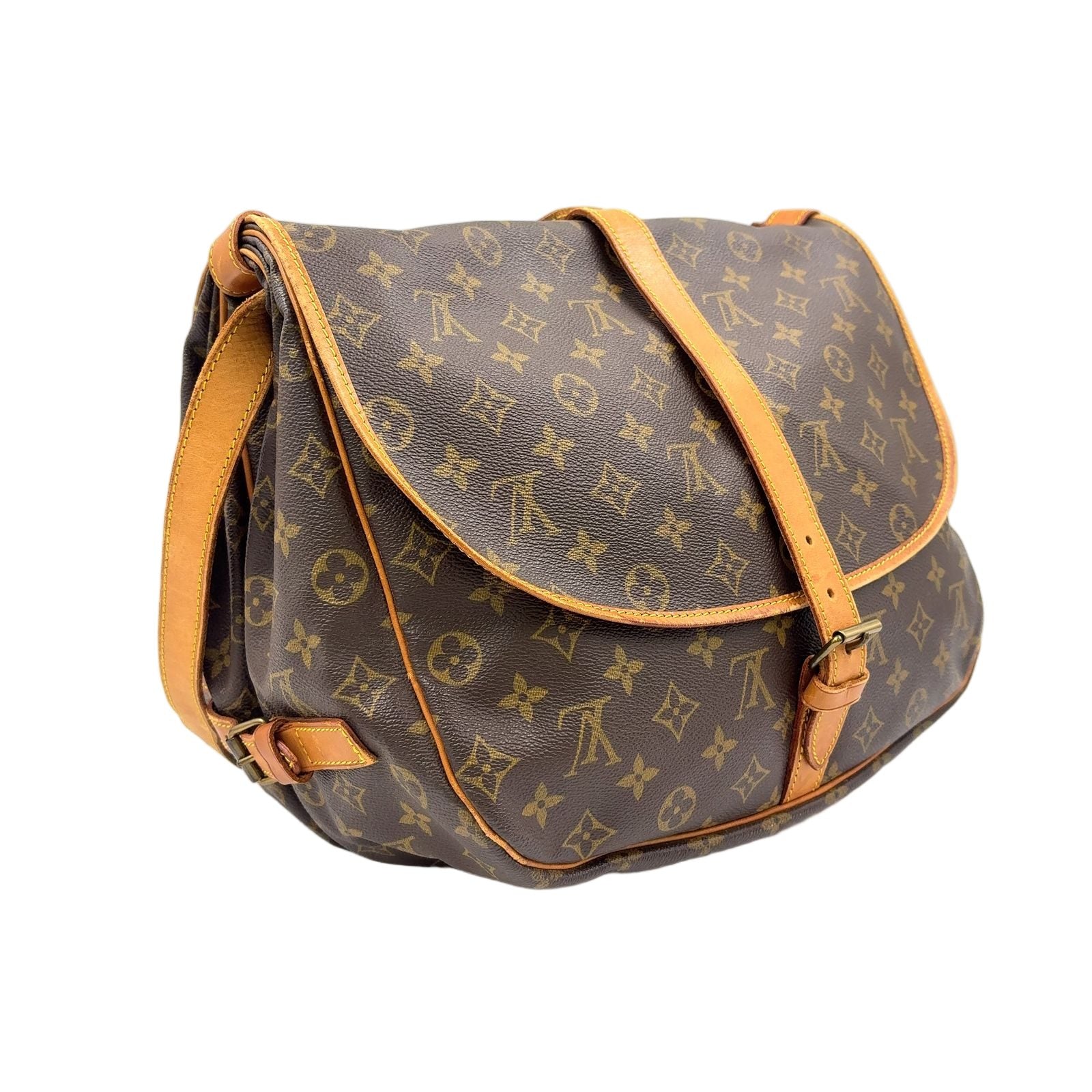 Louis Vuitton Saumur 35 Monogram Leather Brown Shoulder Bag Gold — view 2