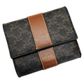Celine Triomphe Brown Trifold Wallet Gold Hardware