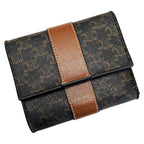 Celine Triomphe Brown Trifold Wallet Gold Hardware