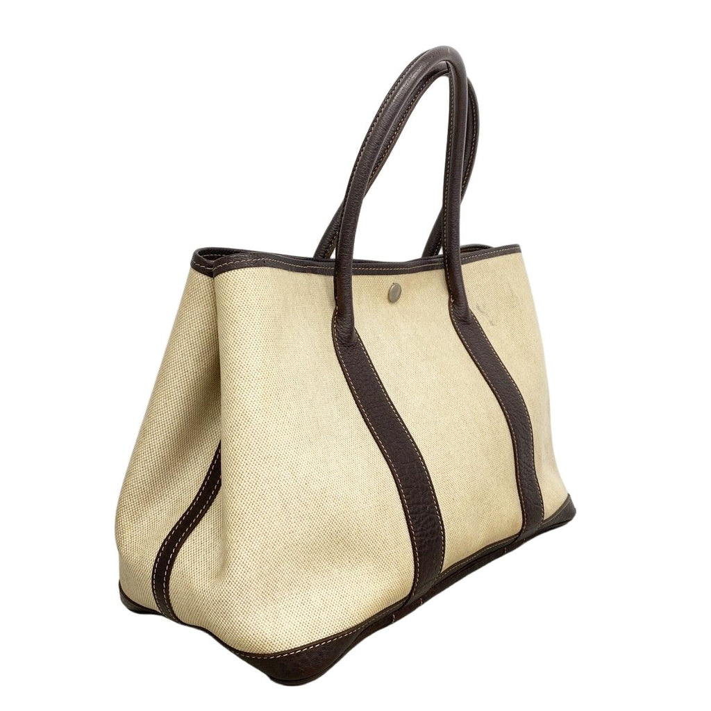Hermes Tote Garden Party PM Toile Ash Brown Silver — view 2