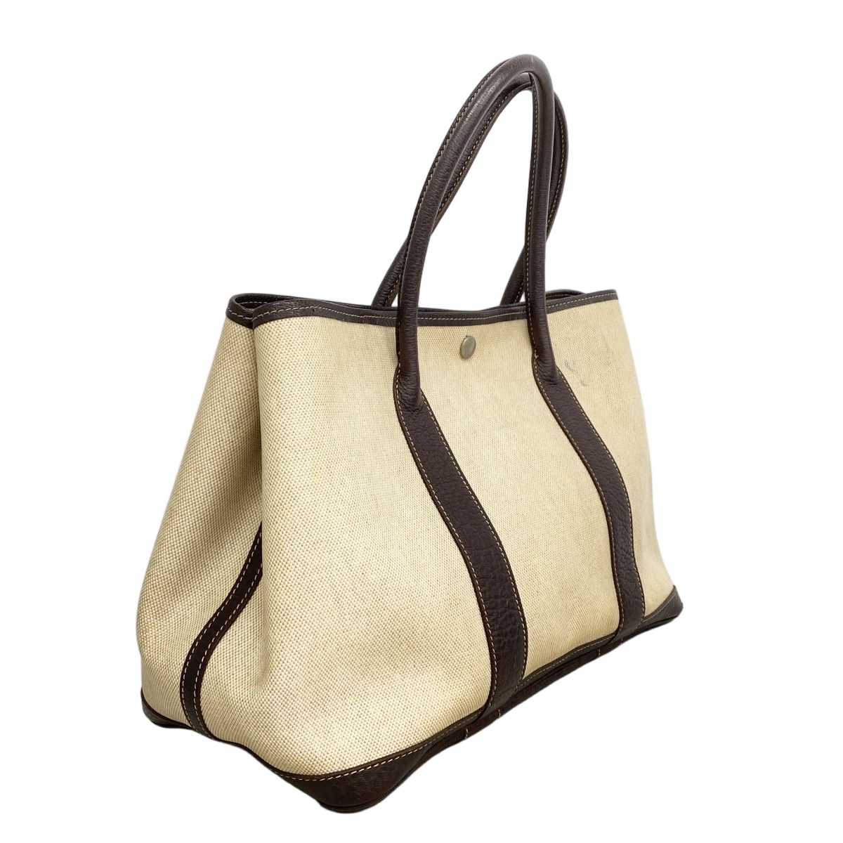 Hermes Tote Garden Party PM Toile Ash Brown Silver — view 2