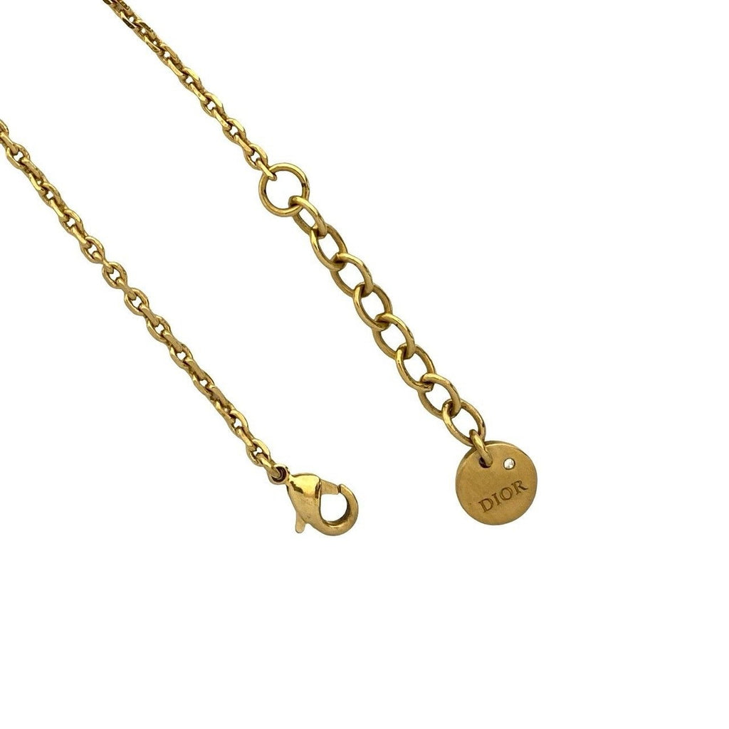 Dior CD Logo Faux Pearl Chain Bracelet Gold — view 4