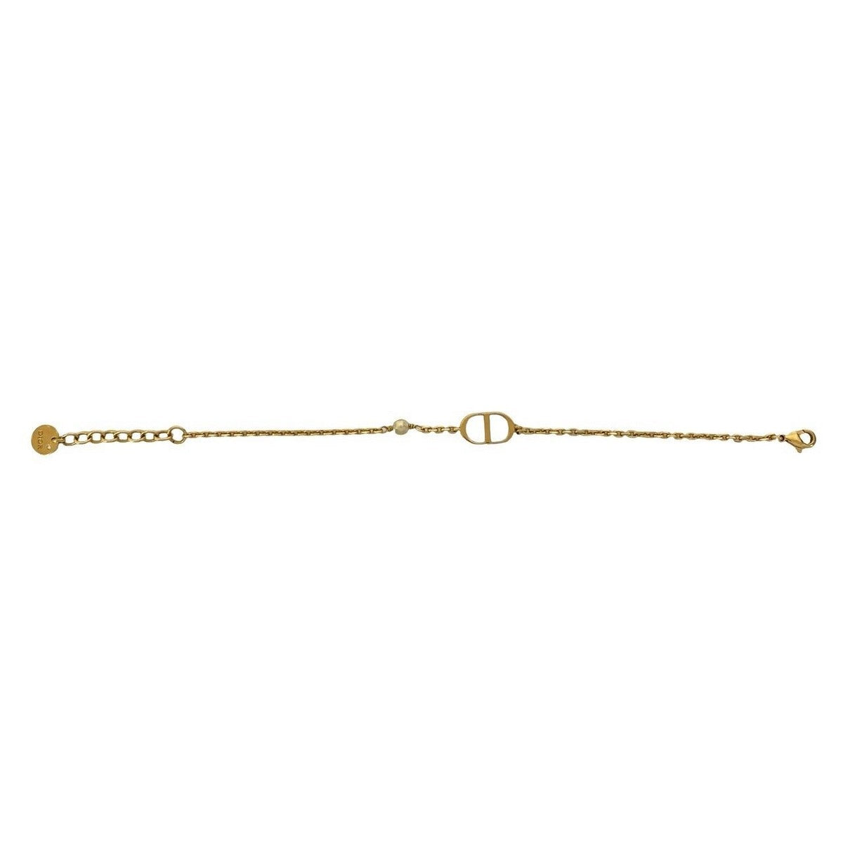 Dior CD Logo Faux Pearl Chain Bracelet Gold — view 5