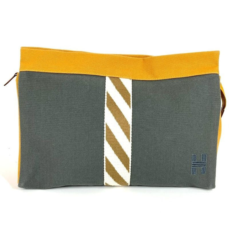Hermes Clutch Bag Gimetou GM Cotton Gray