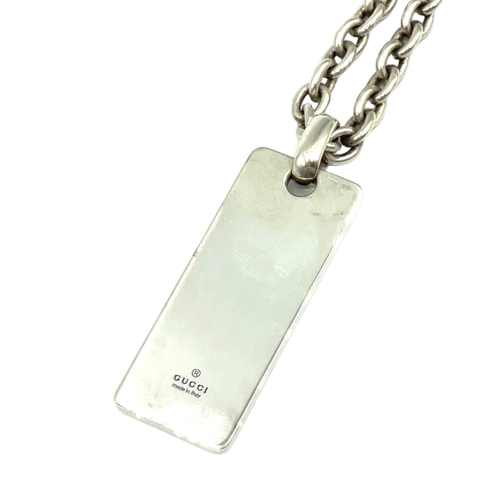 Gucci Ebony Logo Plate Silver Black Necklace — view 2