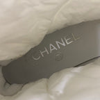 Chanel Boots Short Shoes Nylon Leather White Black Quilted Chain Belt — view 7