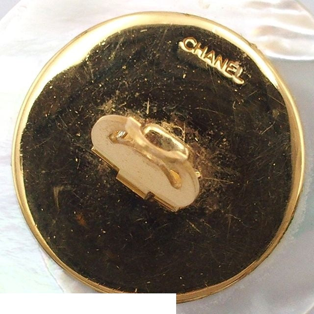 Chanel Earrings CC Logo Gold Black White Metal Shell Plastic — view 4