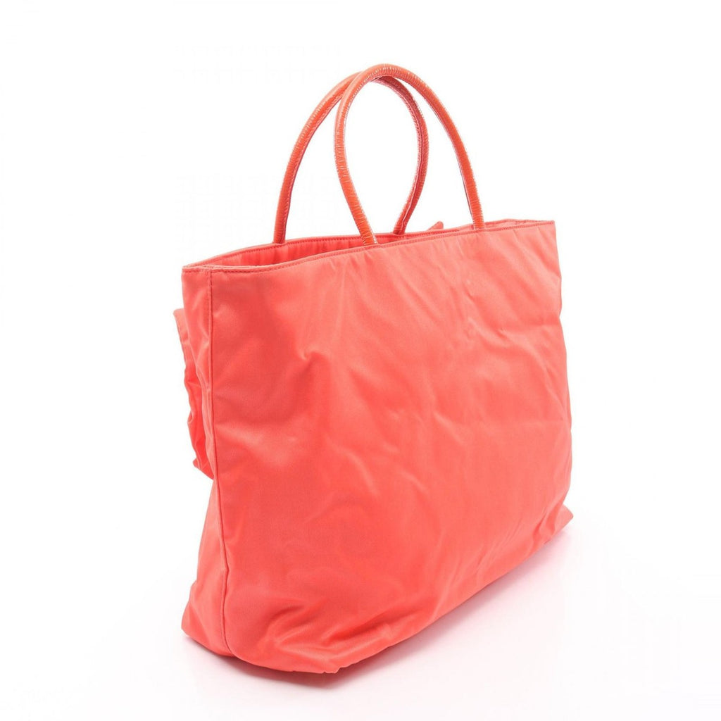 Prada Tote Tessuto Orange Nylon Patent Triangle Logo Ribbon — view 2