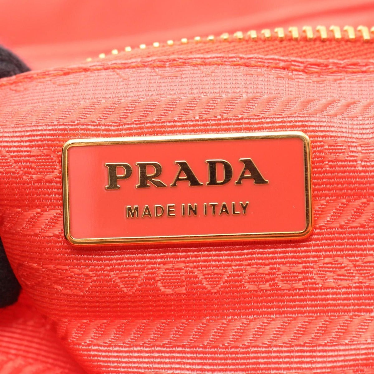 Prada Tote Tessuto Orange Nylon Patent Triangle Logo Ribbon — view 4