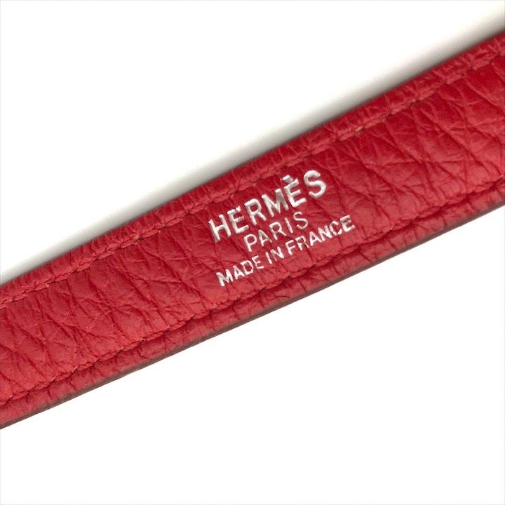 Hermes Kelly Bolide Leather Silver Shoulder Strap Red — view 7