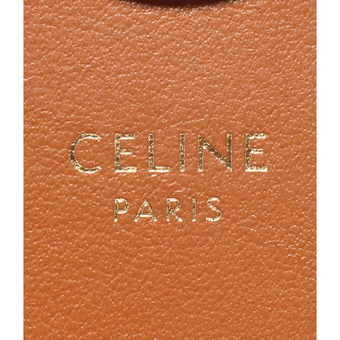 Celine Chain Shoulder Bag Crossbody Mobile Pouch Shiny Calfskin Brown — view 6