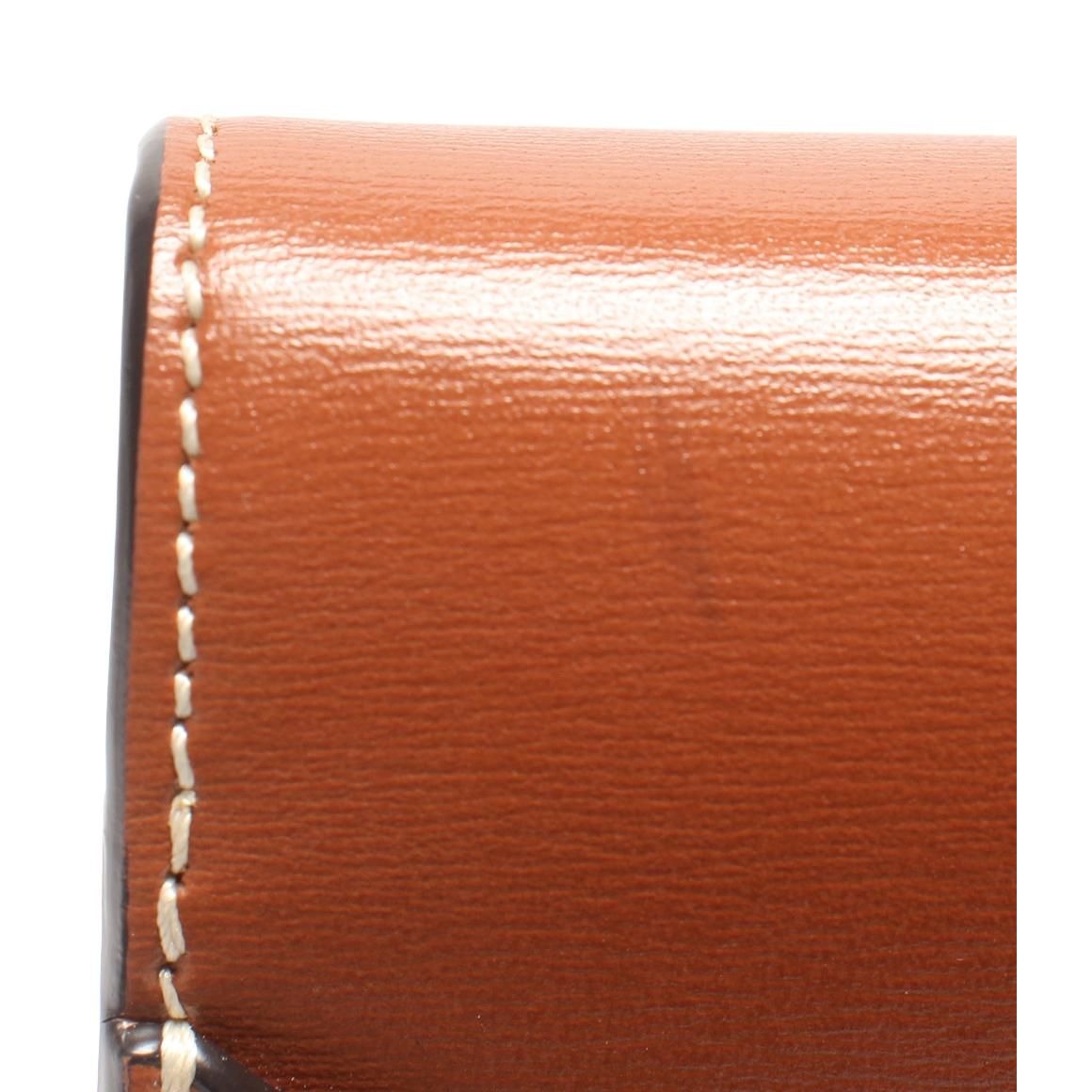 Celine Chain Shoulder Bag Crossbody Mobile Pouch Shiny Calfskin Brown — view 7