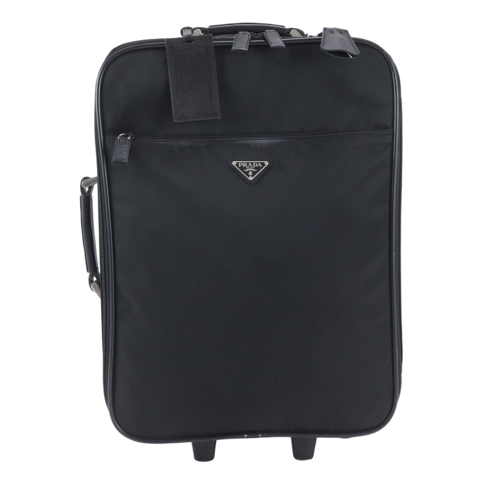 Prada Tessuto Nylon Saffiano Leather Suitcase Carry Case Bag Black — view 2