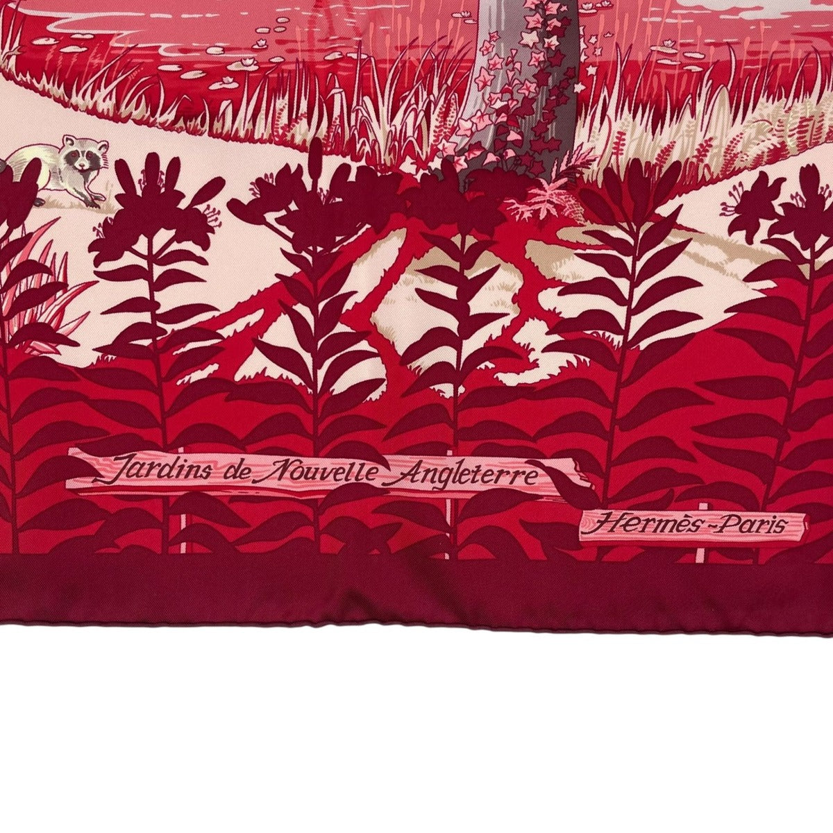 Hermes Carre 90 New England Garden Red Scarf 100% Silk — view 7