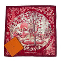 Hermes Carre 90 New England Garden Red Scarf 100% Silk
