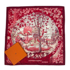 Hermes Carre 90 New England Garden Red Scarf 100% Silk