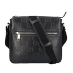 Gucci Messenger Bag GG Embossed Leather Black