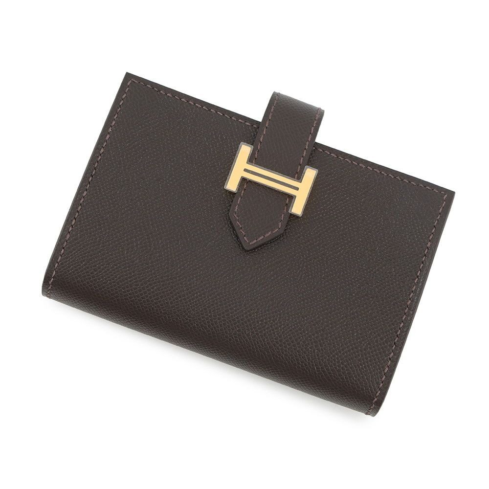Hermes Card Case Bearn Mini Coin Purse Bible Gold Vo Madame