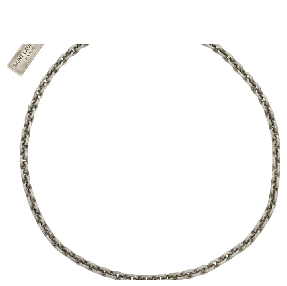 Saint Laurent Paris Bracelet Chain Logo Plate Metal Silver YSL