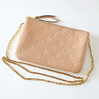 Louis Vuitton Pochette Double Zip Shoulder Bag Monogram Empreinte Beige
