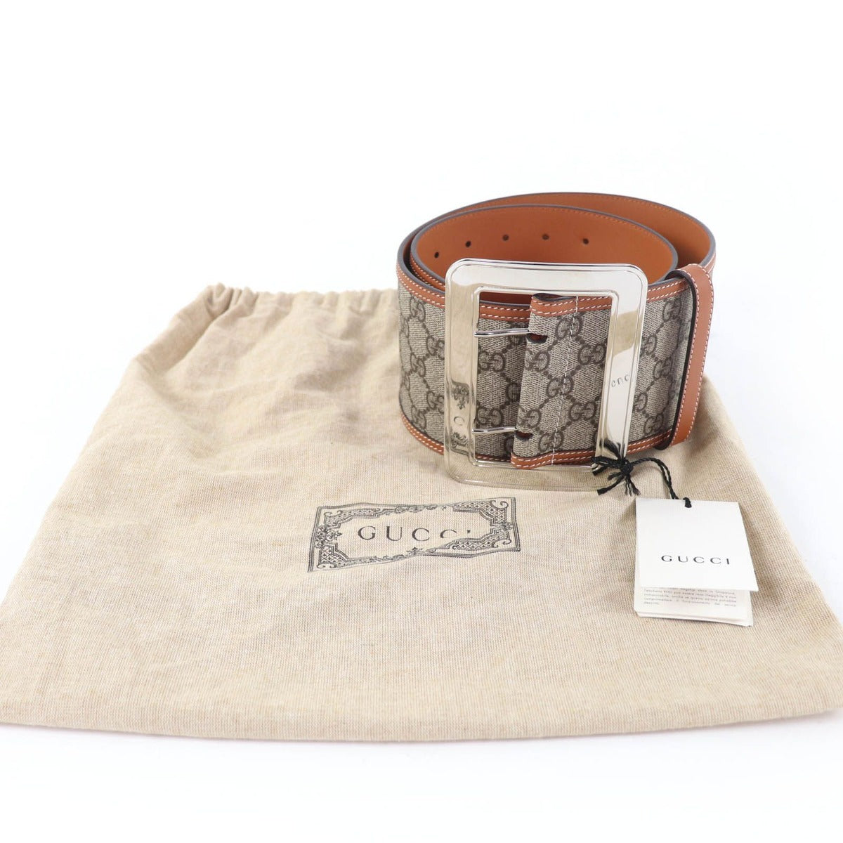 Gucci GG Supreme Wide Belt Brown — view 2