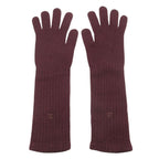 Chanel Gloves Cashmere CC Logo Knit Long Dark Brown