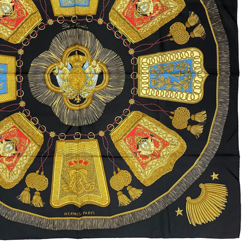 Hermes Scarf Silk Carre 90 Poste Et Cavalerie Saber Bag Black — view 5