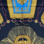 Hermes Scarf Silk Carre 90 Poste Et Cavalerie Saber Bag Black — view 6