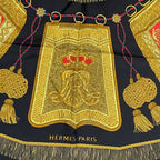 Hermes Scarf Silk Carre 90 Poste Et Cavalerie Saber Bag Black — view 7