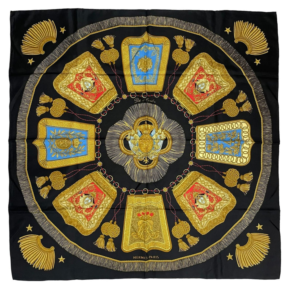 Hermes Scarf Silk Carre 90 Poste Et Cavalerie Saber Bag Black
