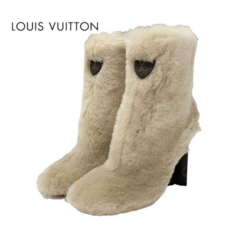 Louis Vuitton Silhouette Line Monogram Boots Short Shoes Fur Leather