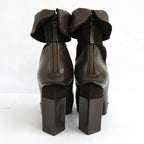 Fendi Thick Heel Platform Boots 36.5 Brown Leather Suede Short Back — view 3