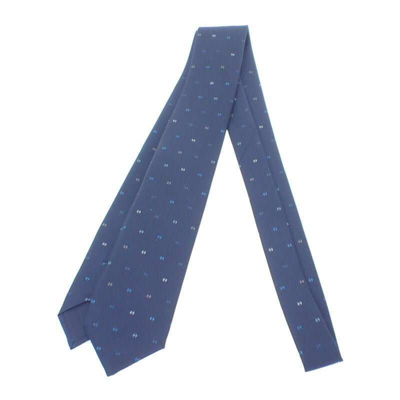 Hermes Silk Twill Tie H Tonneau T Navy Multicolor