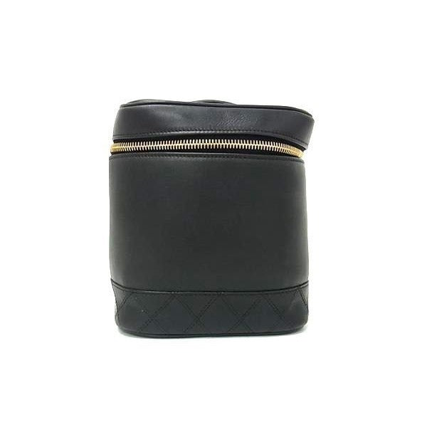 Chanel Vanity Bag Bicolore Black Leather Quilted