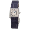 Cartier Tank Francaise SM Side Diamond Watch 18K White Gold Leather