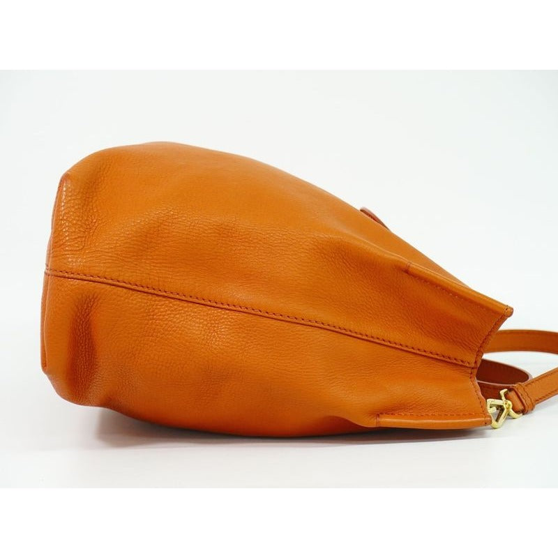 Prada Leather 2-Way Tote Handbag Orange Bag — view 4