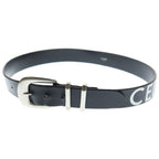 Celine Logo Print Leather Western Belt Black