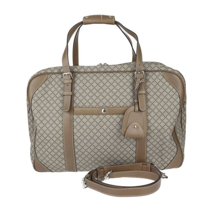 Gucci Boston Bag Leather Brown Silver Hardware Diamante 2-Way