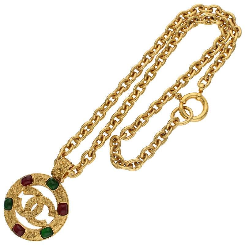 Chanel Coco Mark Gripore Color Stone Necklace — view 3