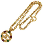 Chanel Coco Mark Gripore Color Stone Necklace — view 3