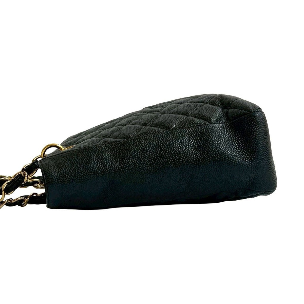 Chanel Quilted CC Logo Caviar Leather Chain Tote Black — view 5