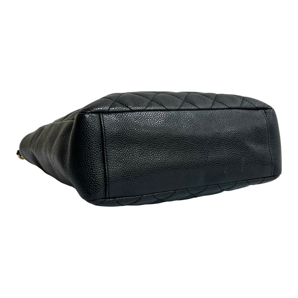 Chanel Quilted CC Logo Caviar Leather Chain Tote Black — view 7