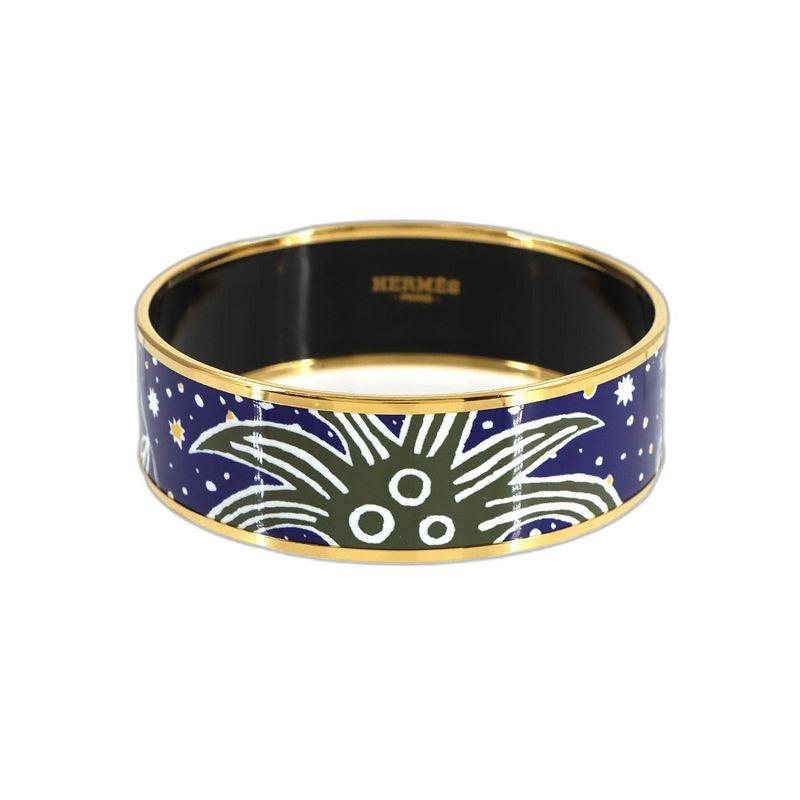Hermes Enamel GM Bangle Bracelet Blue Gold Email GM