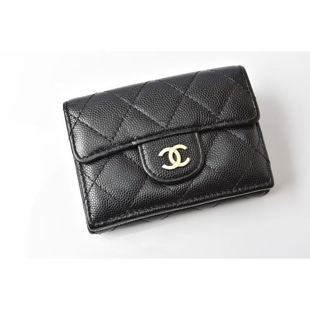 Chanel Coin Case Mini Wallet Compact Trifold Caviar — view 2
