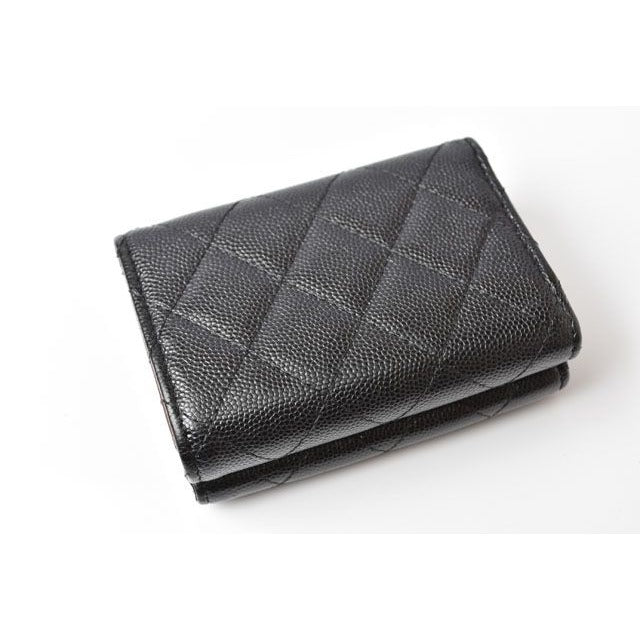 Chanel Coin Case Mini Wallet Compact Trifold Caviar — view 3
