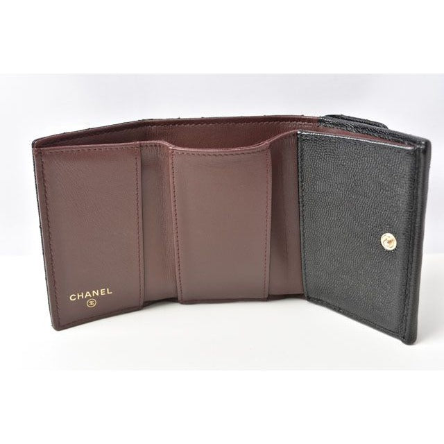 Chanel Coin Case Mini Wallet Compact Trifold Caviar — view 5