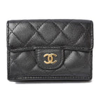 Chanel Coin Case Mini Wallet Compact Trifold Caviar